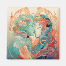 Ihre Liebe, ihr Weg | Lesbischer Kiss Art Deco Sti
