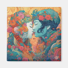 Ihre Liebe, ihr Weg | Lesbischer Kiss Art Deco Sti Magnet