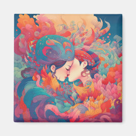 Ihre Liebe, ihr Weg | Lesbischer Kiss Art Deco Sti Magnet