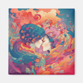 Ihre Liebe, ihr Weg | Lesbischer Kiss Art Deco Sti Magnet