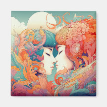 Ihre Liebe, ihr Weg | Lesbischer Kiss Art Deco Sti