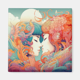Ihre Liebe, ihr Weg | Lesbischer Kiss Art Deco Sti Magnet