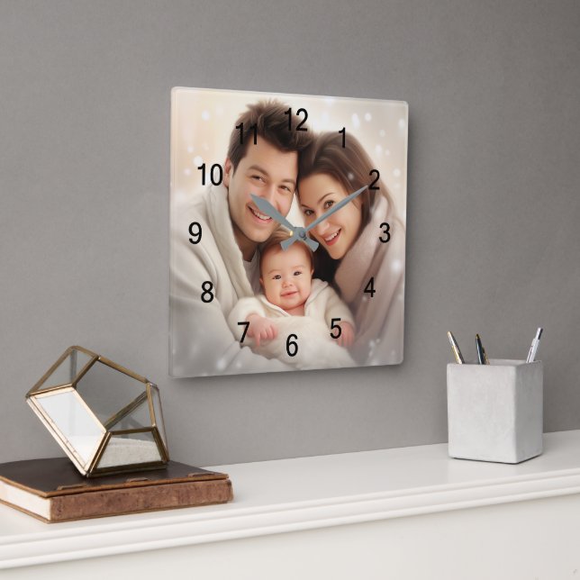 Ihre Lieblings-Foto-Wand Quadratische Wanduhr (Büro)
