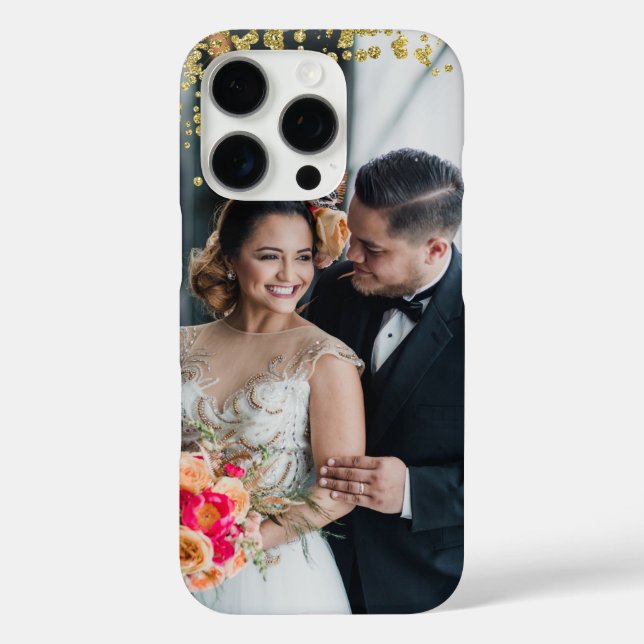 Ihre Lieblings-Paare Foto Gold Glitzern iPhone 16 Pro Hülle (Rückseite)