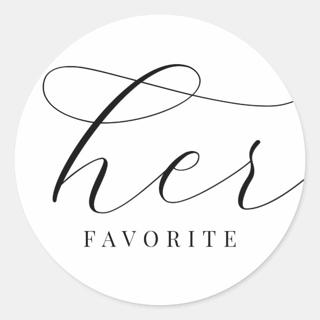 Ihre Lieblings-Schwarz-weiße Elegant-Minimal-Bride Runder Aufkleber (Vorderseite)