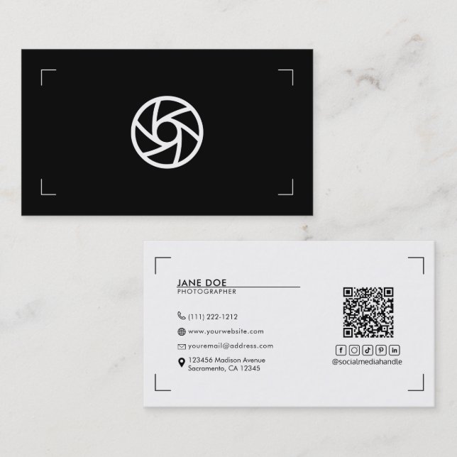 Ihre Logo-Fotobücher Schwarz-weiß modern Visitenkarte (Vorne/Hinten)