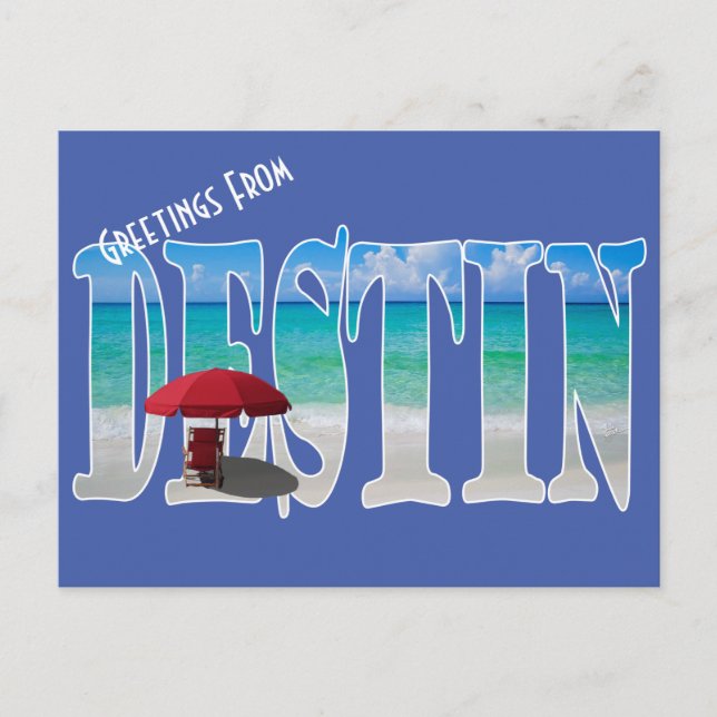 Ihre Logo-Grüße von Destin Beach Typografie Postkarte (Vorderseite)