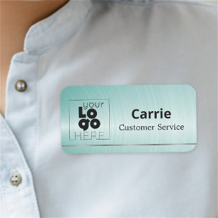 Ihre Logo-Marke Aqua Blue Name-Markierung mit Silb Namensschild