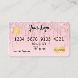 Ihre Logo Pink Tropfen Glitzer-Look Kreditkarte Visitenkarte