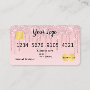 Ihre Logo Pink Tropfen Glitzer-Look Kreditkarte Visitenkarte