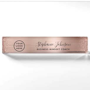 Ihre Logo-Rose Gold Metallic Glitzer Boss Lady Des Namensplakette