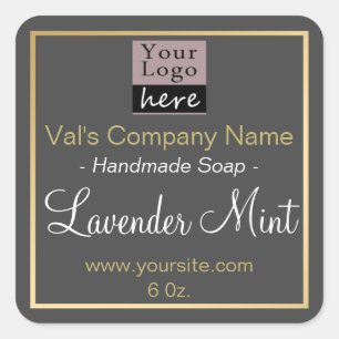 Ihre Logo-Seife Custom Imitats Gold Border Quadratischer Aufkleber