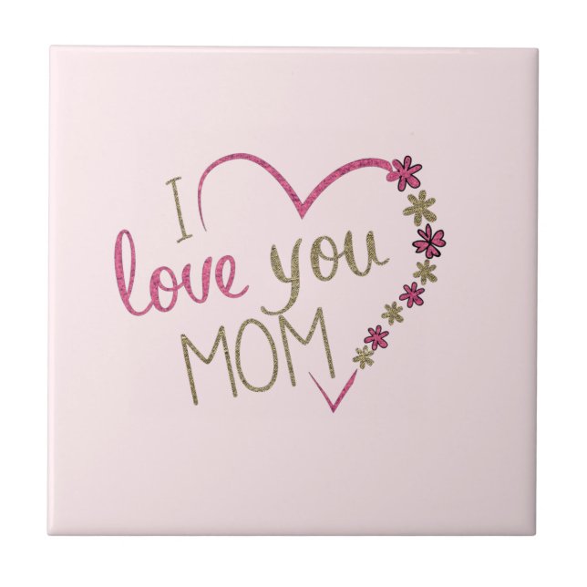 Ihre Mama Geschenk Herz und Text - I Liebe Sie Mam Fliese (Vorderseite)