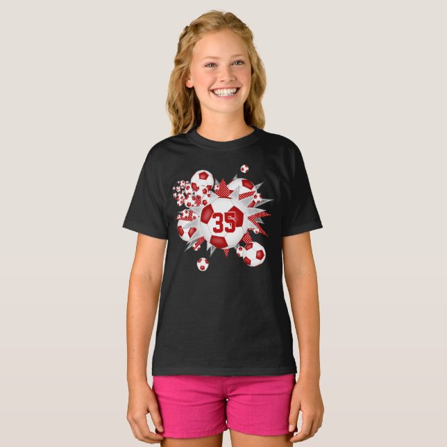 ihre Mannschaft Jersey Nummer Fußball-Bälle Stars  T-Shirt (Vorne ganz)