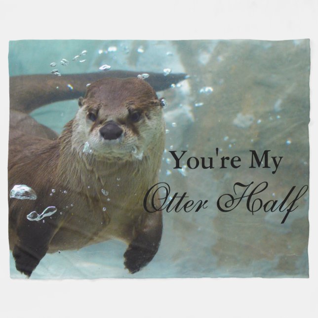 Ihre meine Otter-halbe Brown-Fluss-Otter-Schwimmen Fleecedecke (Vorderseite (Horizontal))