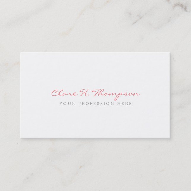 ihre minimalistische beruflich rosa Schrift modern Visitenkarte (Vorderseite)