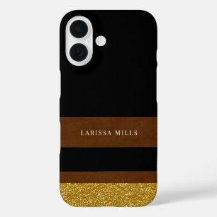 Ihre moderne Klasse Brown Gold Black iPhone 16 Hülle