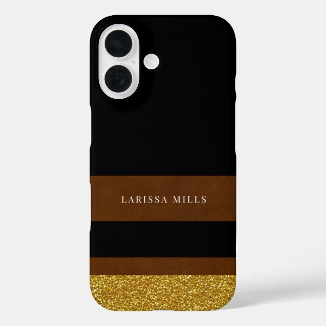 Ihre moderne Klasse Brown Gold Black iPhone 16 Hülle (Rückseite)