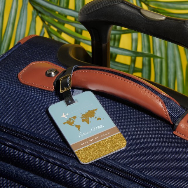 Ihre moderne schicke Reise gold/blau Gepäckanhänger (Vorderseite Insitu 1)
