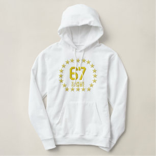 Ihre Monogram NUMMER Plus Text Stars Stickerei Bestickter Hoodie