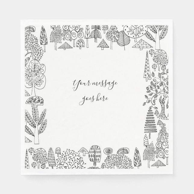 Ihre Nachrichtenstruktur Schwarz-Weiß-Illustration Serviette (Vorderseite)