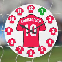 Ihre Name Fußball-Uhr - Rote Shirts