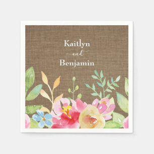 Ihre Namen mit bunten Blume und Burlap Serviette