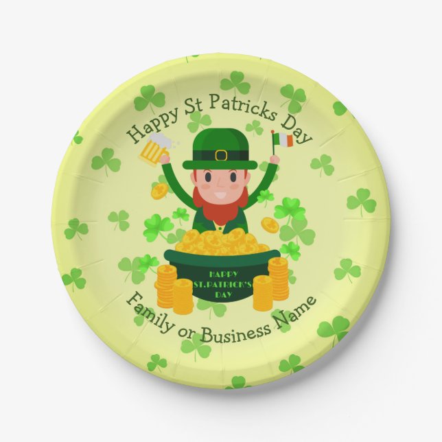 Ihre Namensmeldung St Patricks Day Leprechaun Gold Pappteller (Vorderseite)