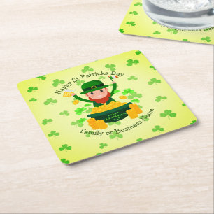 Ihre Namensmeldung St Patricks Day Leprechaun Gold Rechteckiger Pappuntersetzer