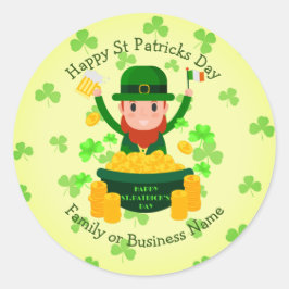 Ihre Namensmeldung St Patricks Day Leprechaun Gold Runder Aufkleber