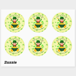 Ihre Namensmeldung St Patricks Day Leprechaun Gold Runder Aufkleber
