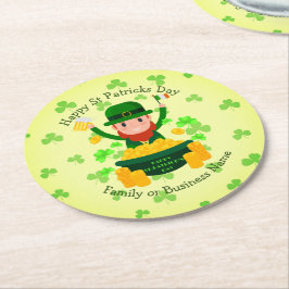 Ihre Namensmeldung St Patricks Day Leprechaun Gold Runder Pappuntersetzer