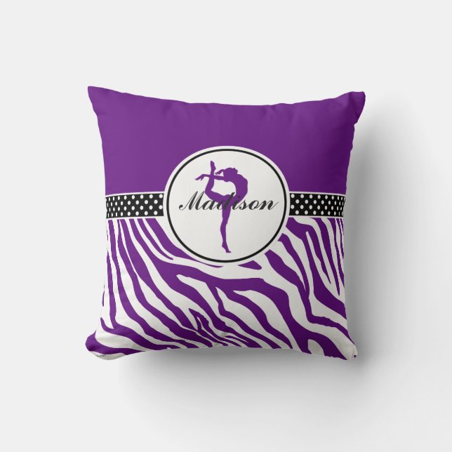 Ihre Namenszebra-Druck-Gymnastik in Lila Kissen (Vorderseite)