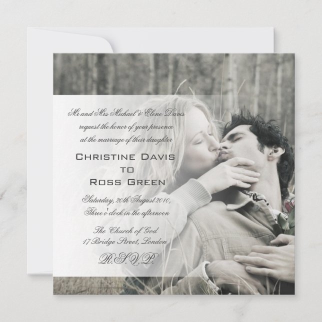 Ihre personalisierte Hochzeitseinladung des Fotos Einladung (Vorderseite)