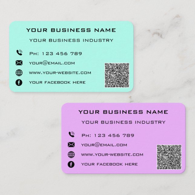 Ihre QR Code Name Adresse Info Colour Business Car Telefonnummerkarte (Vorne/Hinten)