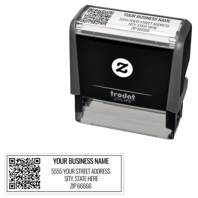 Ihre QR-Code-Rücksendeadresse Briefmarke Permastempel (Beispiel)