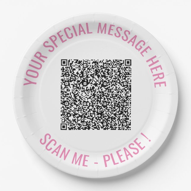 Ihre QR-Code-Scan-Info Benutzerdefinierte Text-Pap Pappteller (Vorderseite)