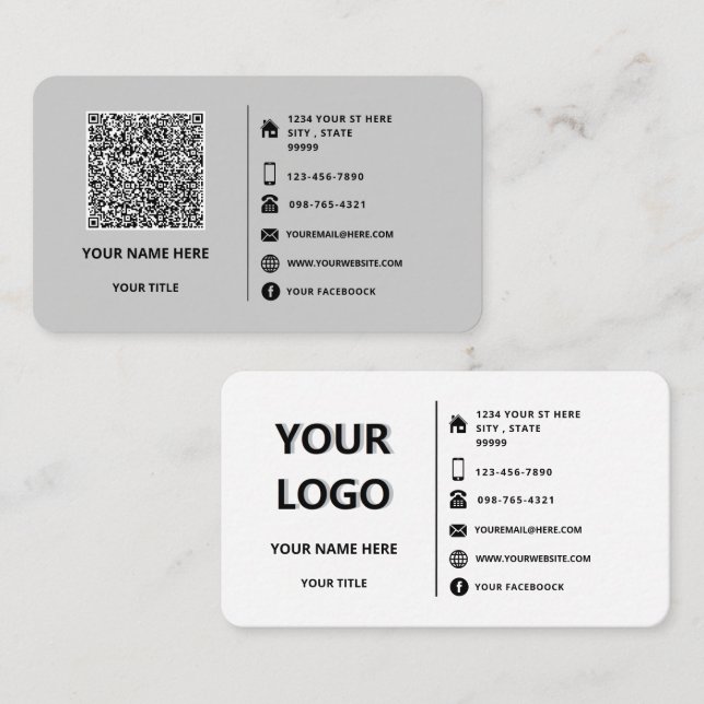 Ihre QR-Code-Scan-Info-Logo-Geschäftskarte Visitenkarte (Vorne/Hinten)