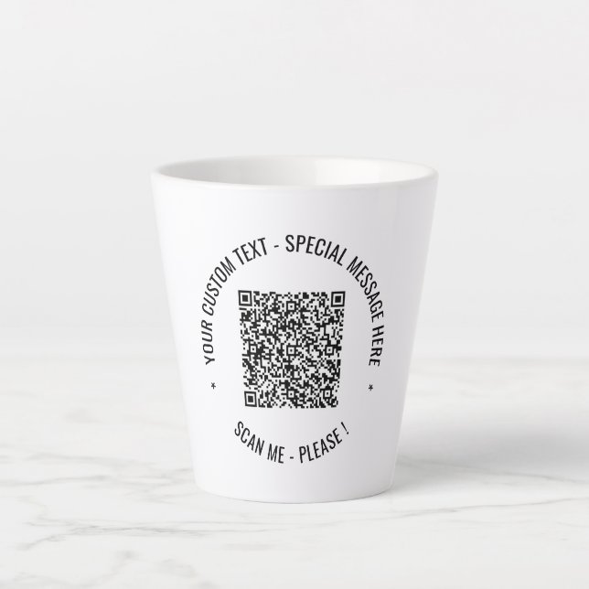 Ihre QR Code Scan Info Text Latte-Tasse Milchtasse (Vorderseite)