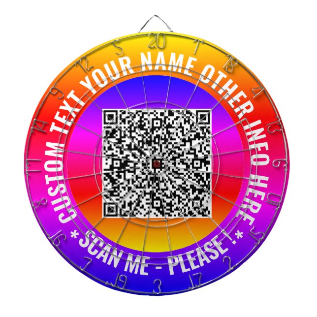 Ihre QR-Code-Scan-Info und Ihr benutzerdefiniertes Dartscheibe (vorne)