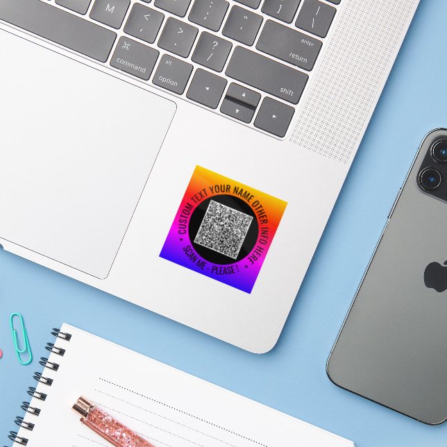 Ihre QR-Code-Scan-Info und Ihre benutzerdefinierte Aufkleber (Laptop mit iPhone)