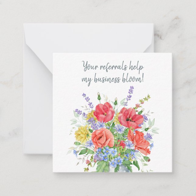 Ihre Referenzen helfen meinem Business Bloom-Refer Mitteilungskarte (Vorderseite)
