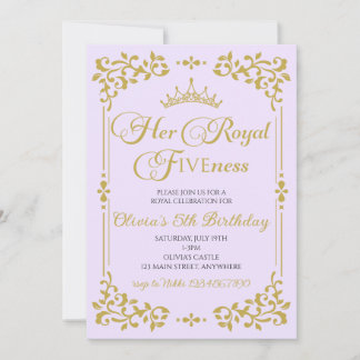 Ihre Royal Fivity Gold Princess 5. Geburtstag Einladung