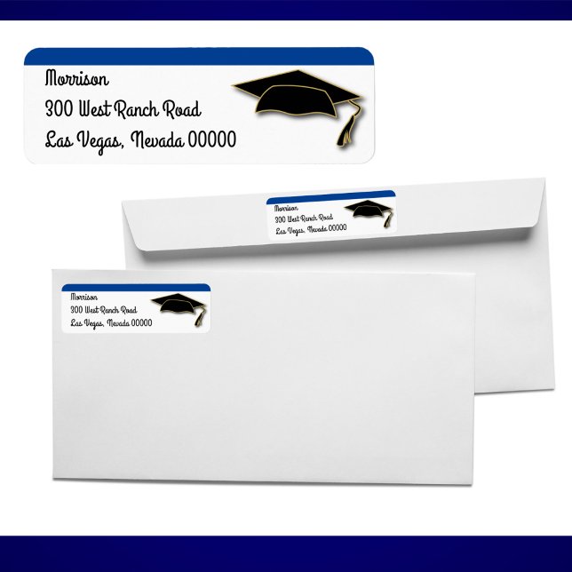 Ihre Schule Farbe Graduation Cap Monogram Blue (Von Creator hochgeladen)