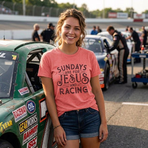 Ihre "Sonntage sind für Jesus und Racing" Tri-Blend Shirt