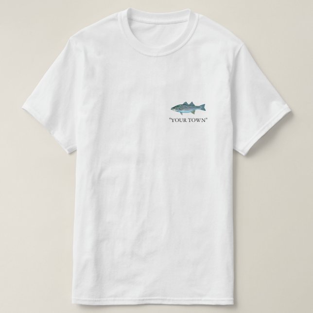 Ihre Stadt oder Ihr Name Striped Bass FISCHing T - T-Shirt (Design vorne)