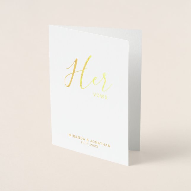 'Ihre Stimme' Eleganter echter Goldfoil Hochzeitss Folienkarte (Vorderseite)