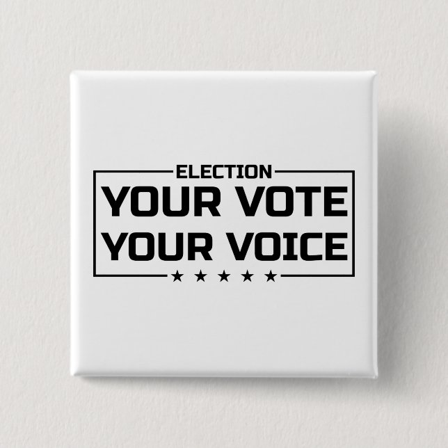 Ihre Stimme Ihr schwarzer Schriftart Button (Vorderseite)