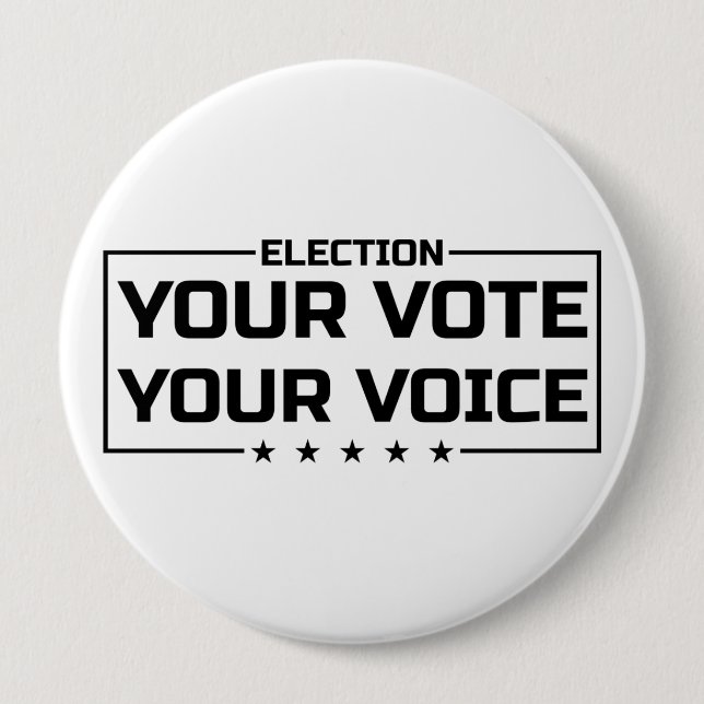 Ihre Stimme Ihr schwarzer Schriftart Button (Vorderseite)