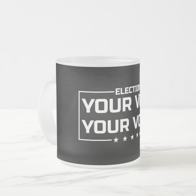 Ihre Stimme Ihr weißer Schriftart Mattglastasse (Vorderseite Links)